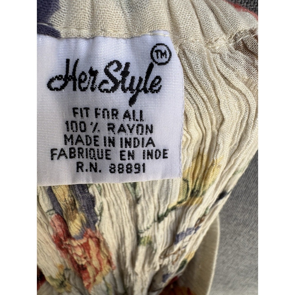 Herstyle Pull On Crinkle Floral Skirt Small Ivory Maxi Fairy Angelcore Cottage - Picture 6 of 6